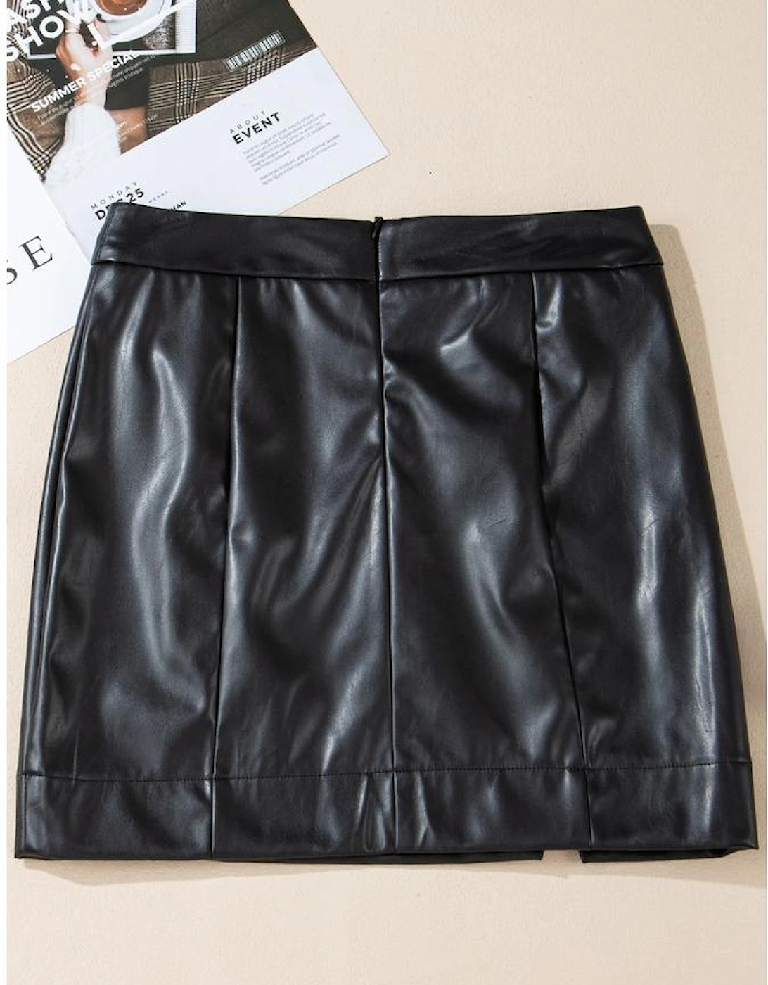 Black PU Leather Side Slits Slim Fit High Waist Mini Skirt