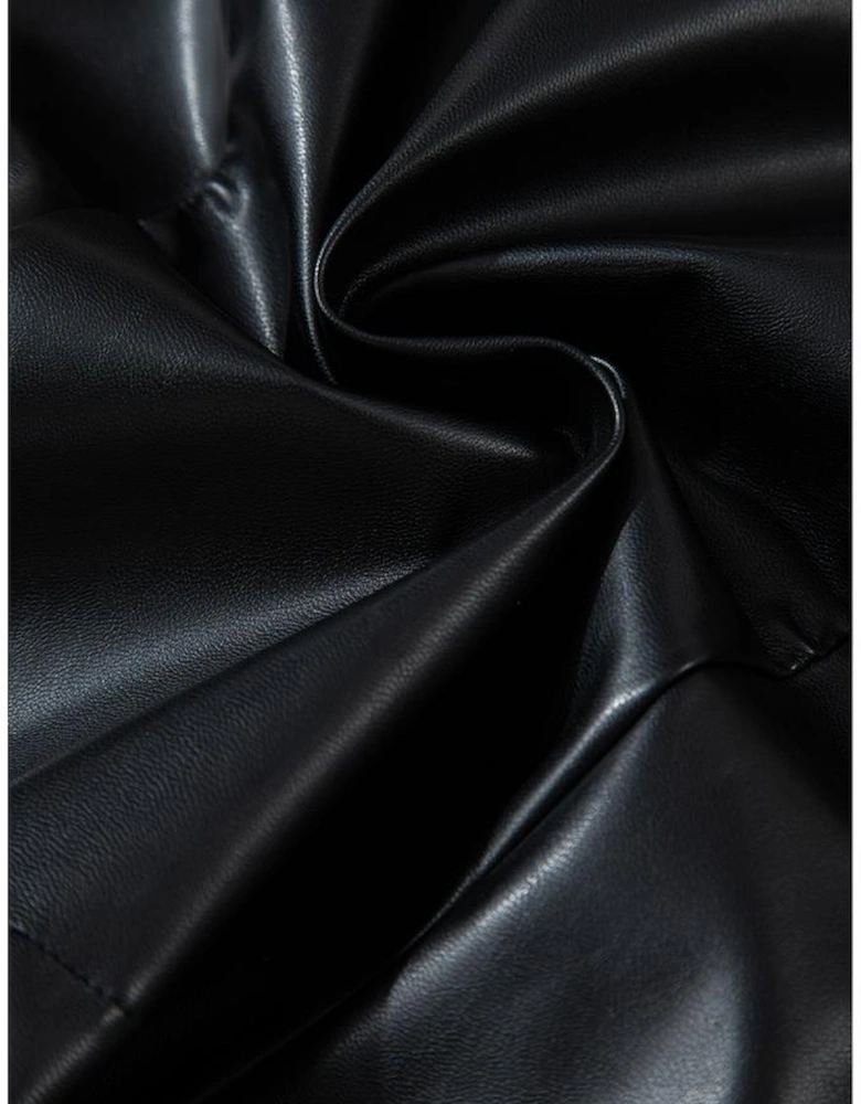 Black PU Leather Side Slits Slim Fit High Waist Mini Skirt