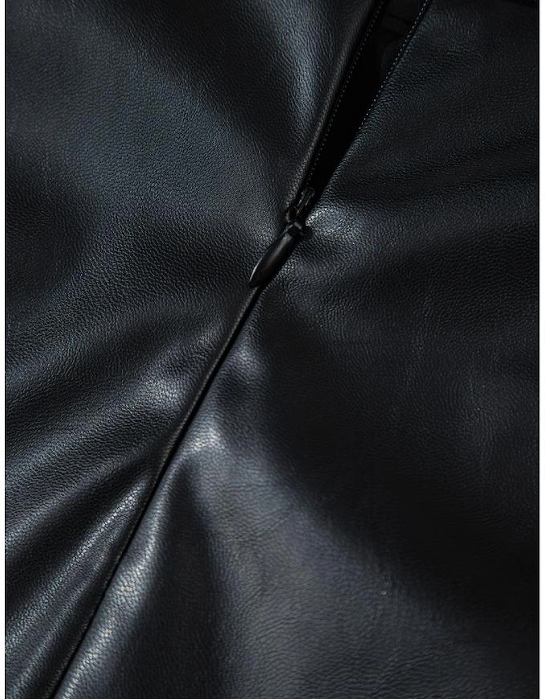 Black PU Leather Side Slits Slim Fit High Waist Mini Skirt, 11 of 10