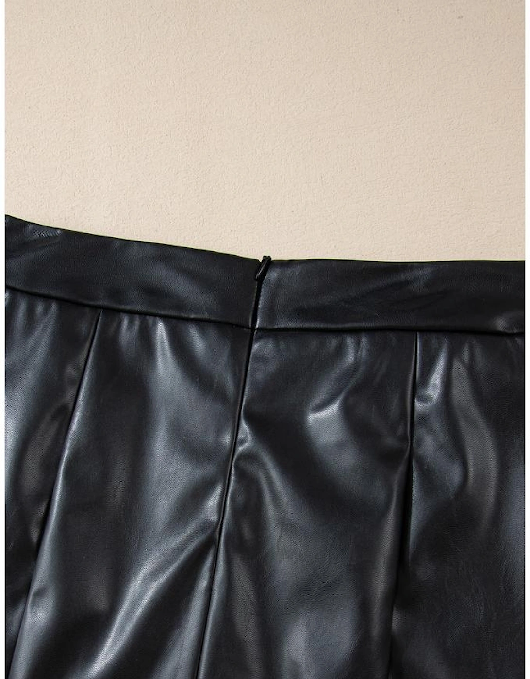 Black PU Leather Side Slits Slim Fit High Waist Mini Skirt