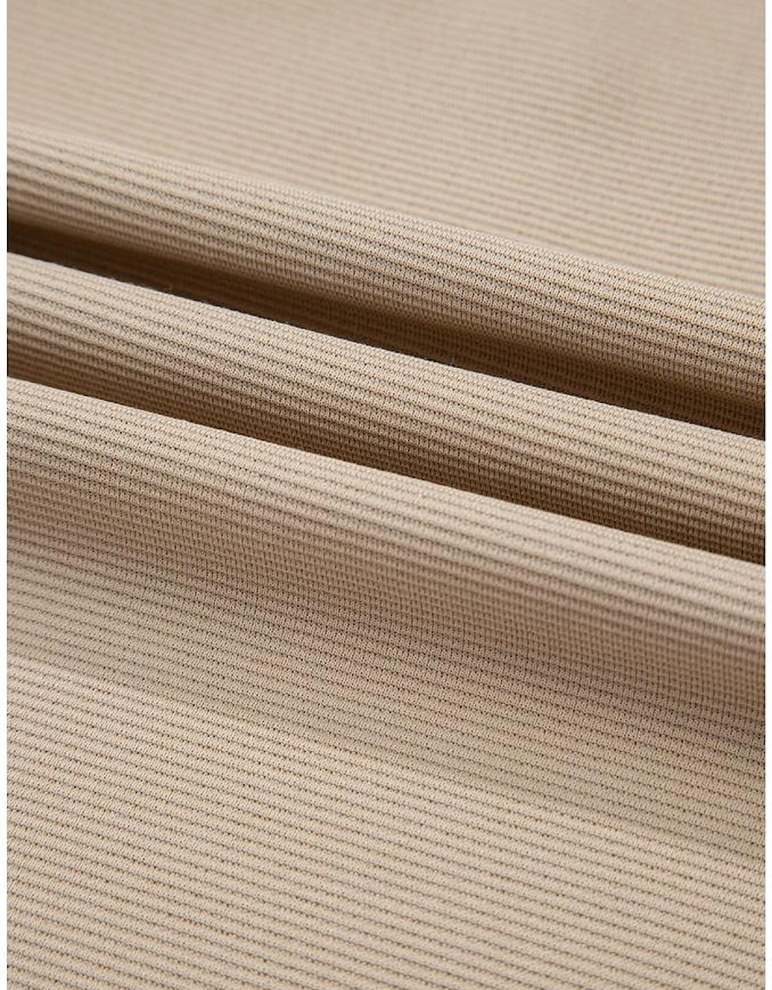 Pale Khaki Contrast V Neck Ruffled Textured Knit Top