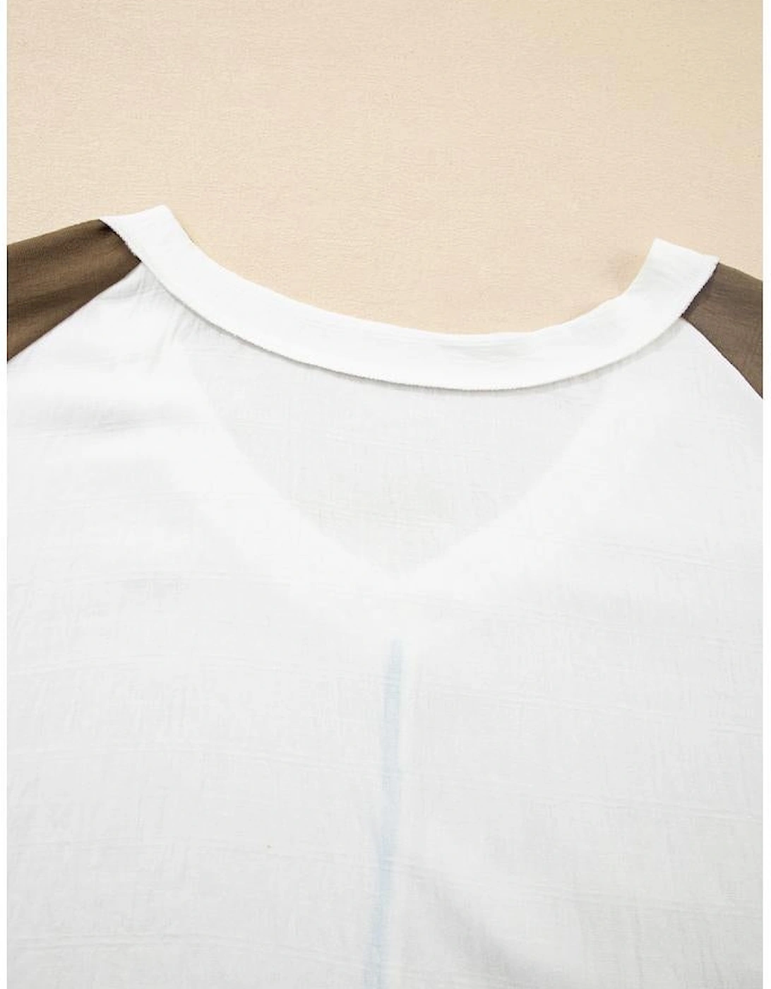 Green Colorblock Lace Patchwork Balloon Sleeve V Neck Plus Size Blouse