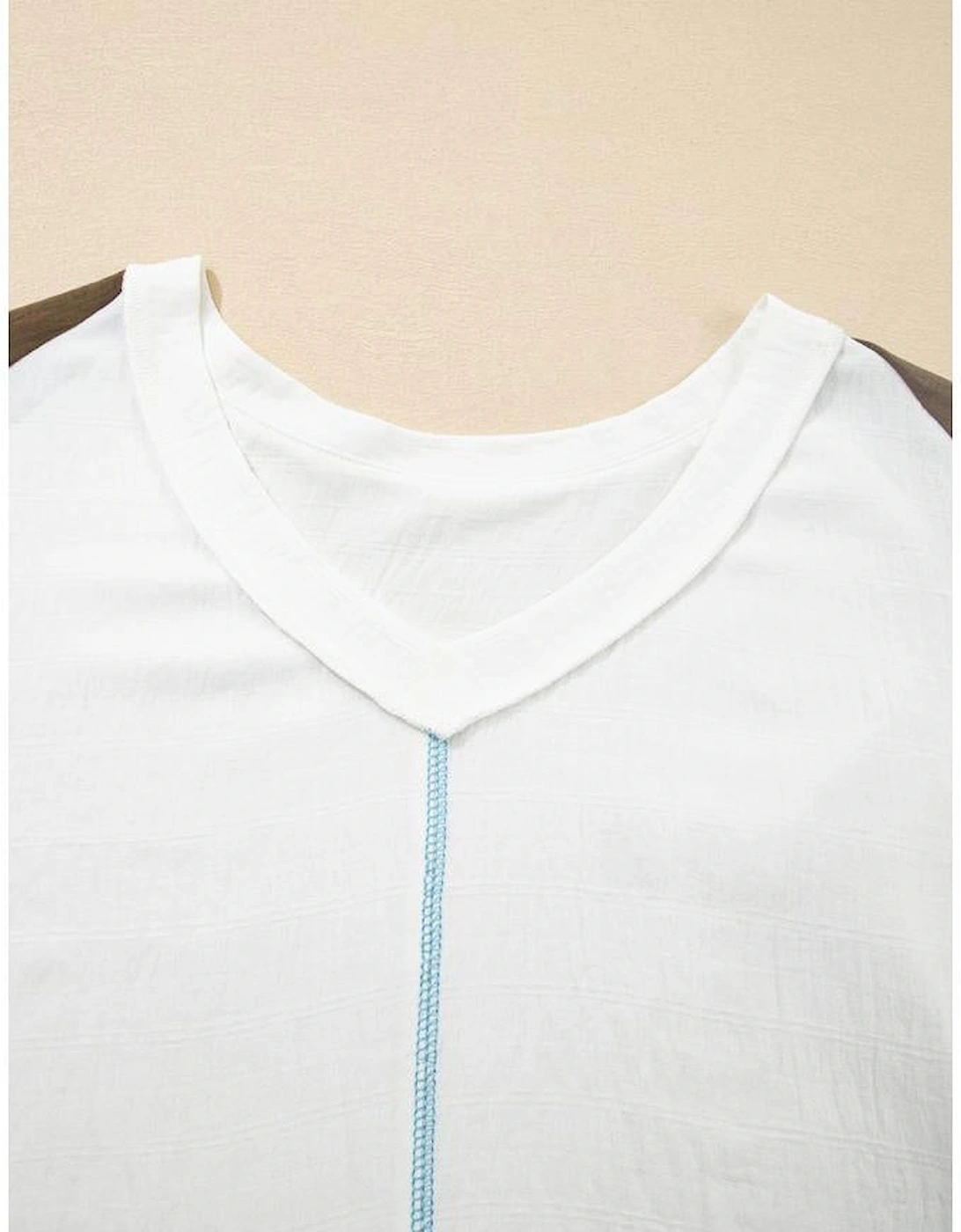 Green Colorblock Lace Patchwork Balloon Sleeve V Neck Plus Size Blouse