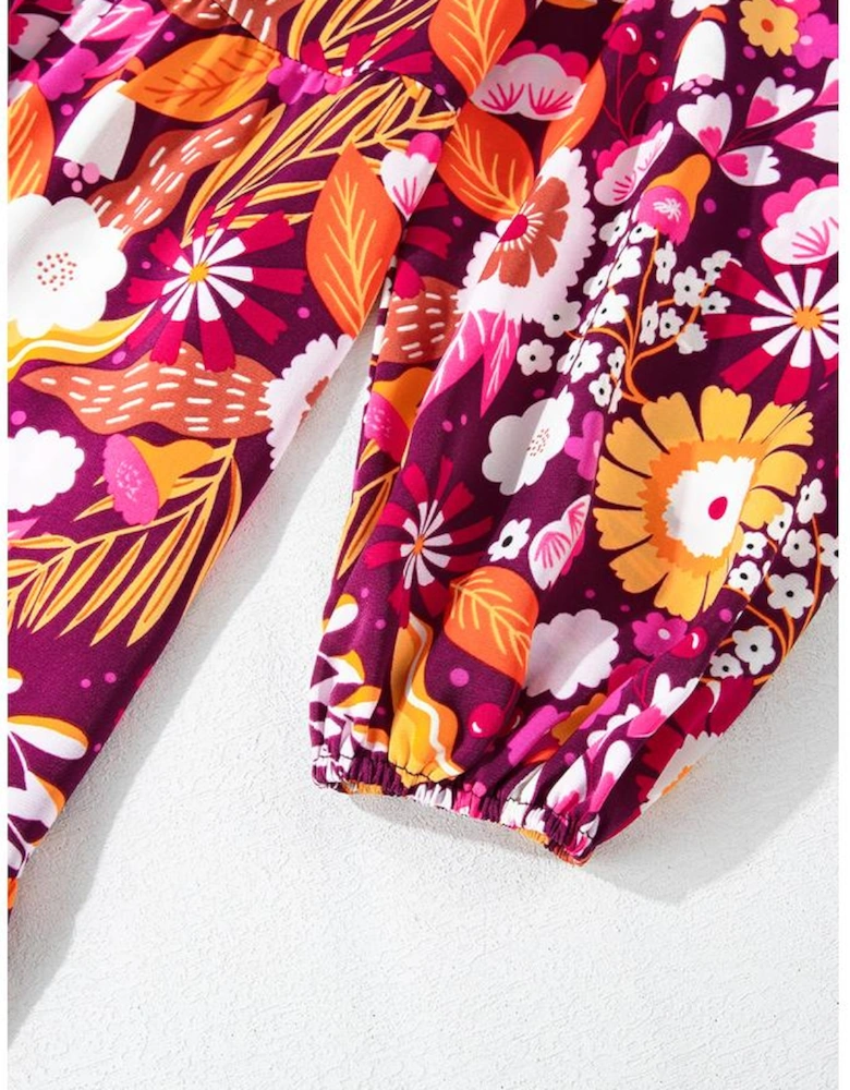 Purple Collared Tiered Flowy Long Dress