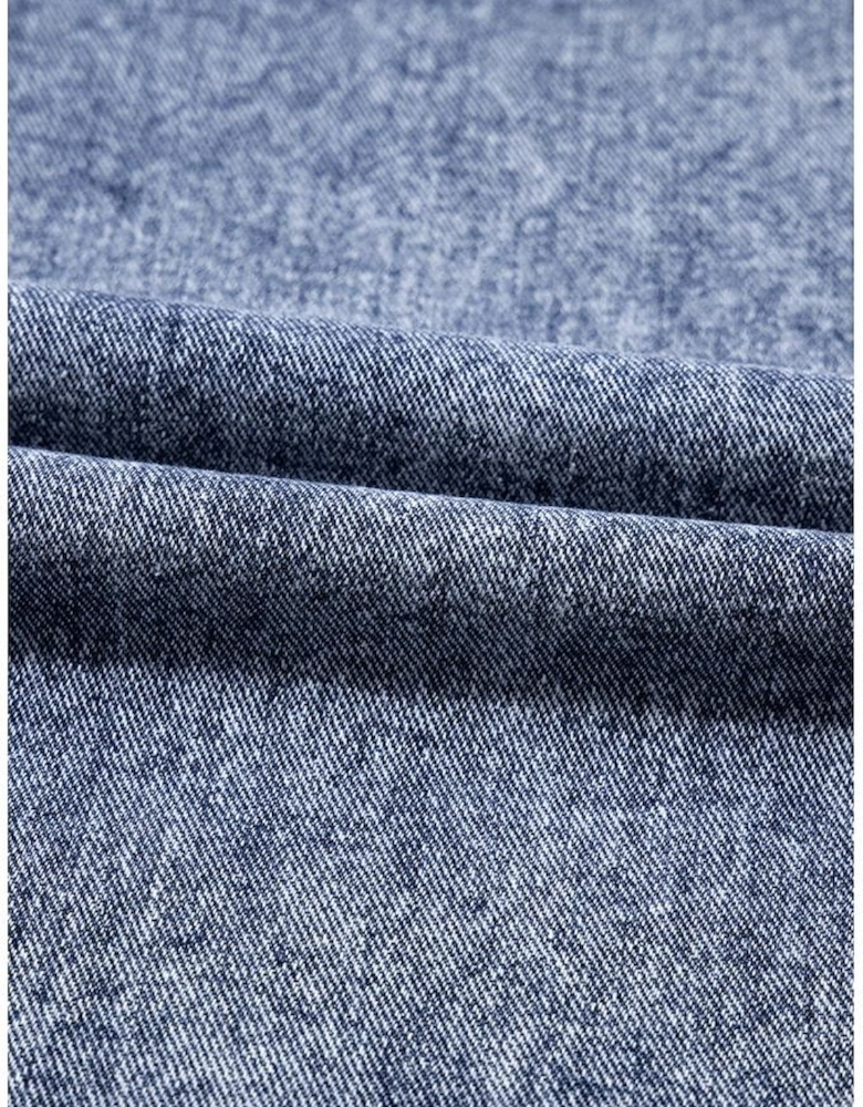 Sail Blue Denim Bib Straight Leg Jumpsuit with Pockets