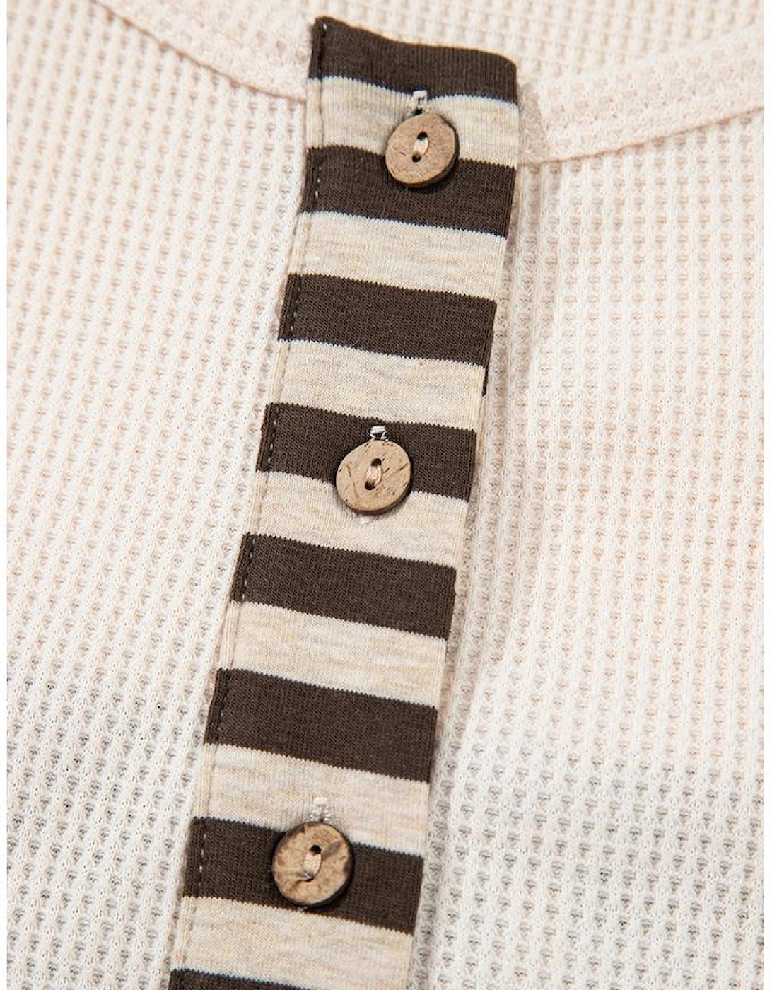 Parchment Plus Size Waffle Colorblock Striped Plaid Patchwork Half Button Pullover