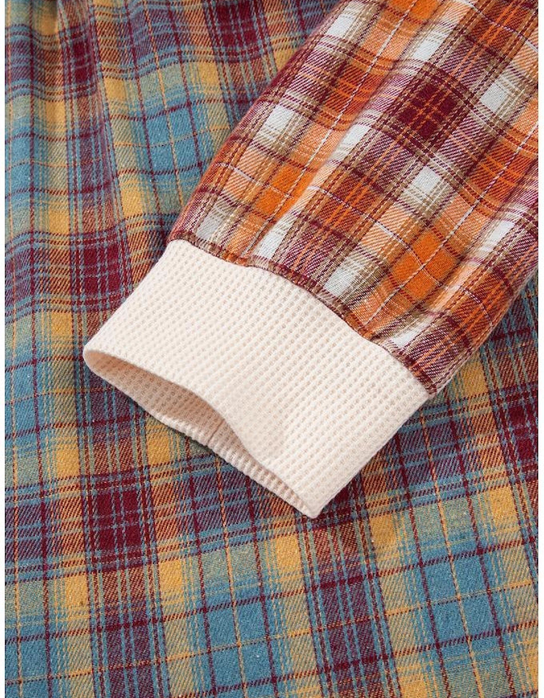 Parchment Plus Size Waffle Colorblock Striped Plaid Patchwork Half Button Pullover