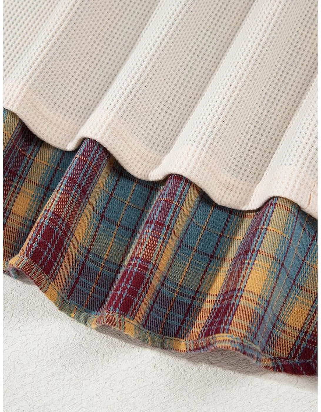 Parchment Plus Size Waffle Colorblock Striped Plaid Patchwork Half Button Pullover