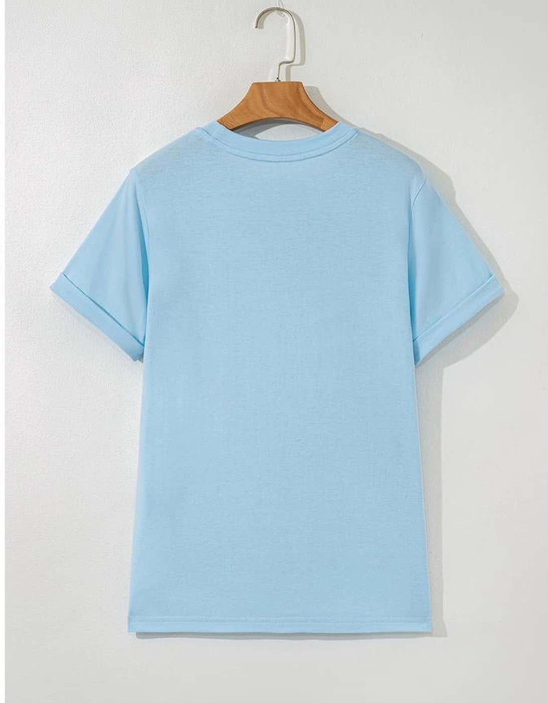 Light Blue Cheer Game Day Element Sequin Patched T Shirt