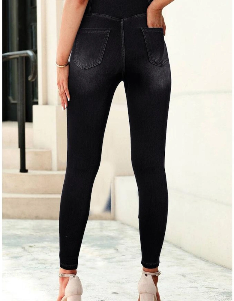 Black Arched Waist Stretchy Slim Fit Jeggings
