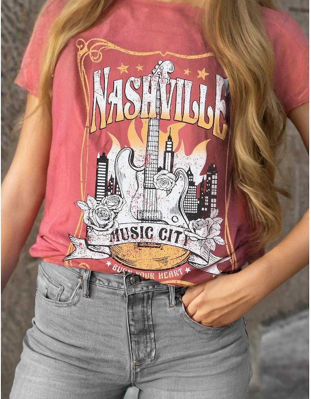 Mineral Red Nashville Music City Graphic Retro Fashion Tee, 12 of 11