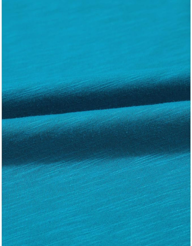 Peacock Blue Metallic Sheen Edge Scoop Neck Tank Top