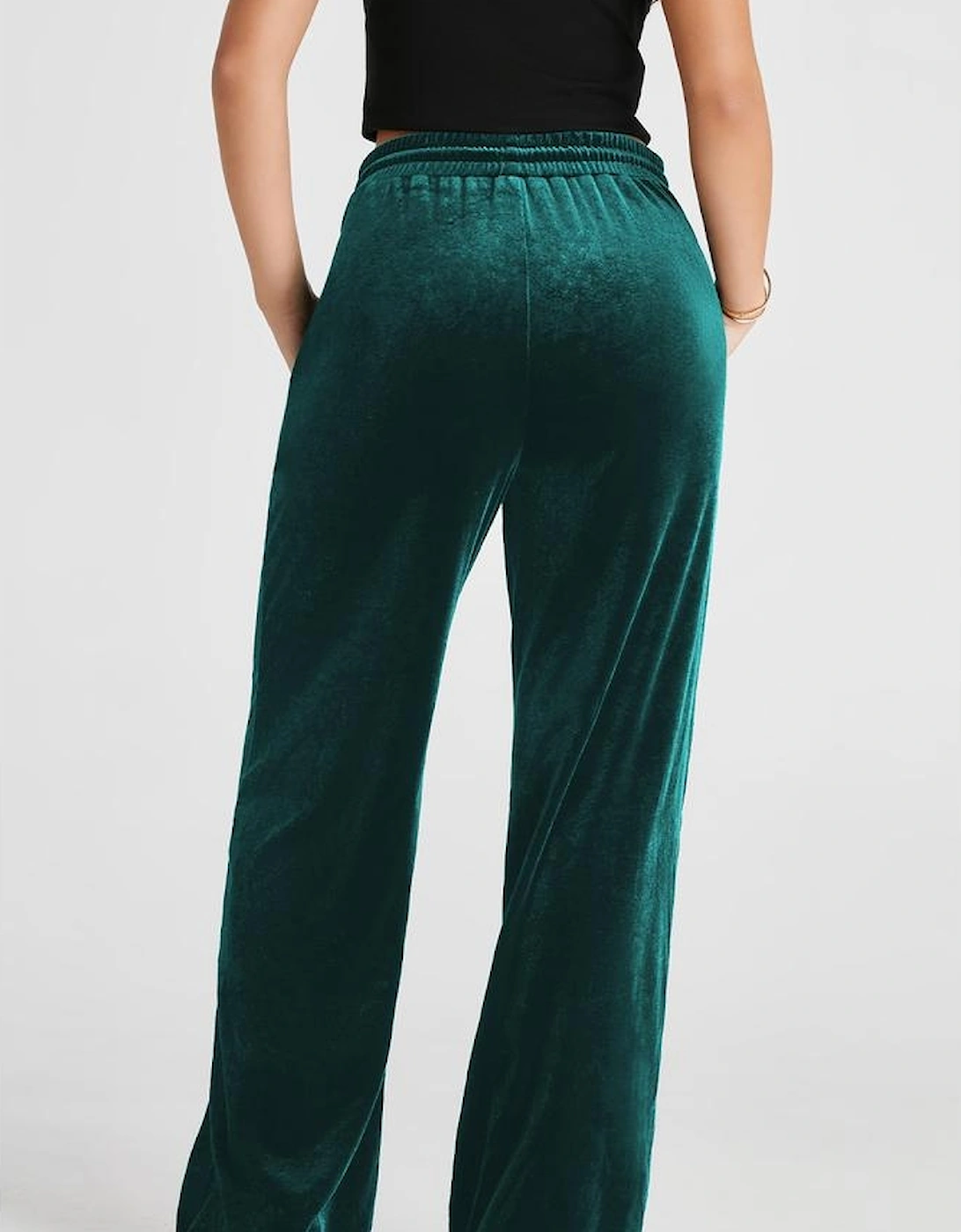 Evergreen Solid Drawstring Waist Wide Leg Pants