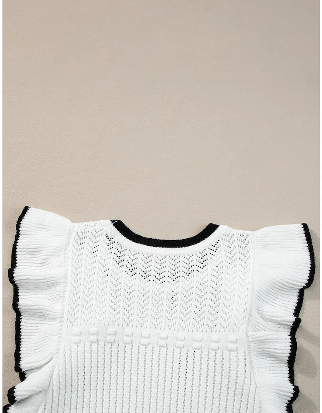 White Crochet Eyelet Flounce Tank Top