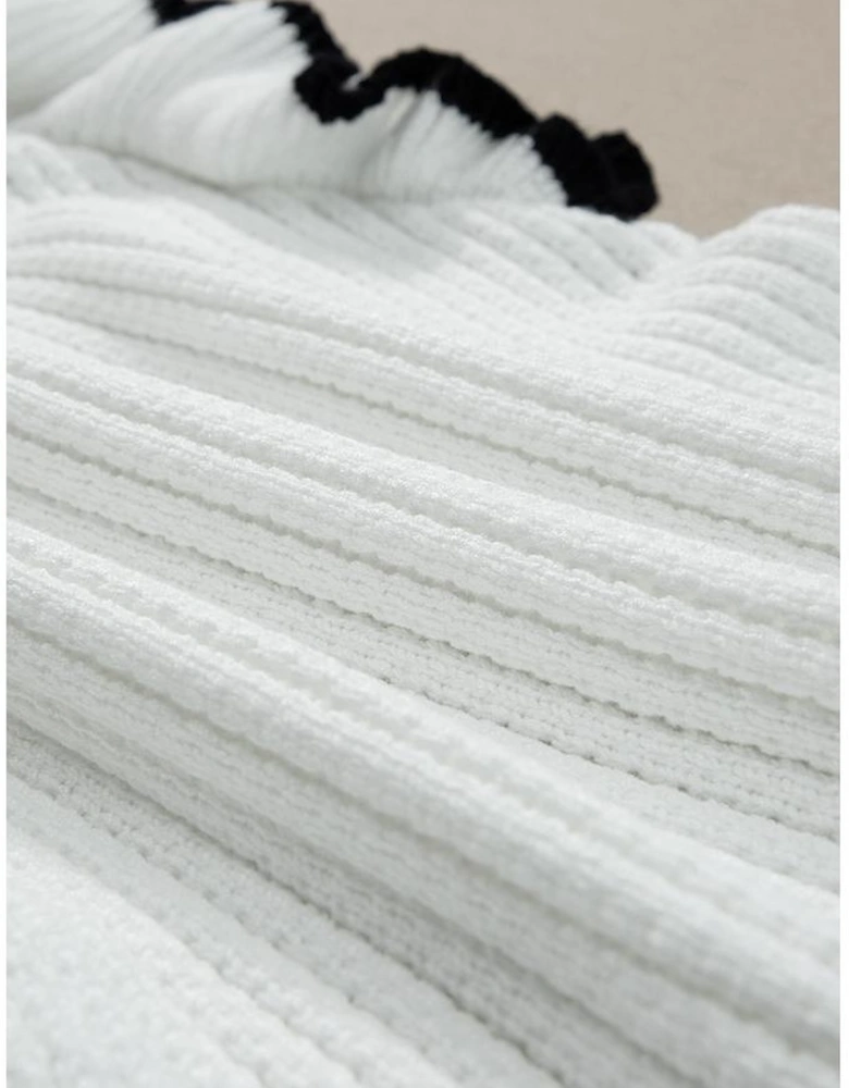 White Crochet Eyelet Flounce Tank Top