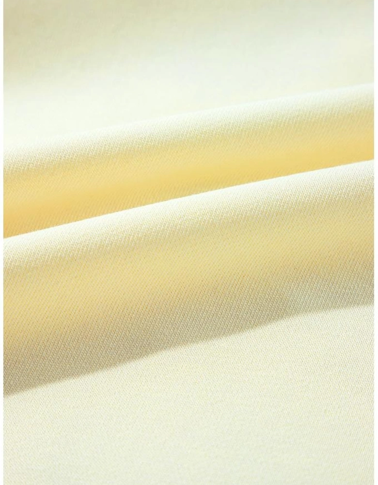 Beige Tinsel Flower Dropped Puff Sleeve Sweatshirt