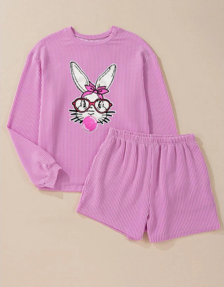 Phalaenopsis Bubble Gum Rabbit Sequin Graphic 2pcs Outfit