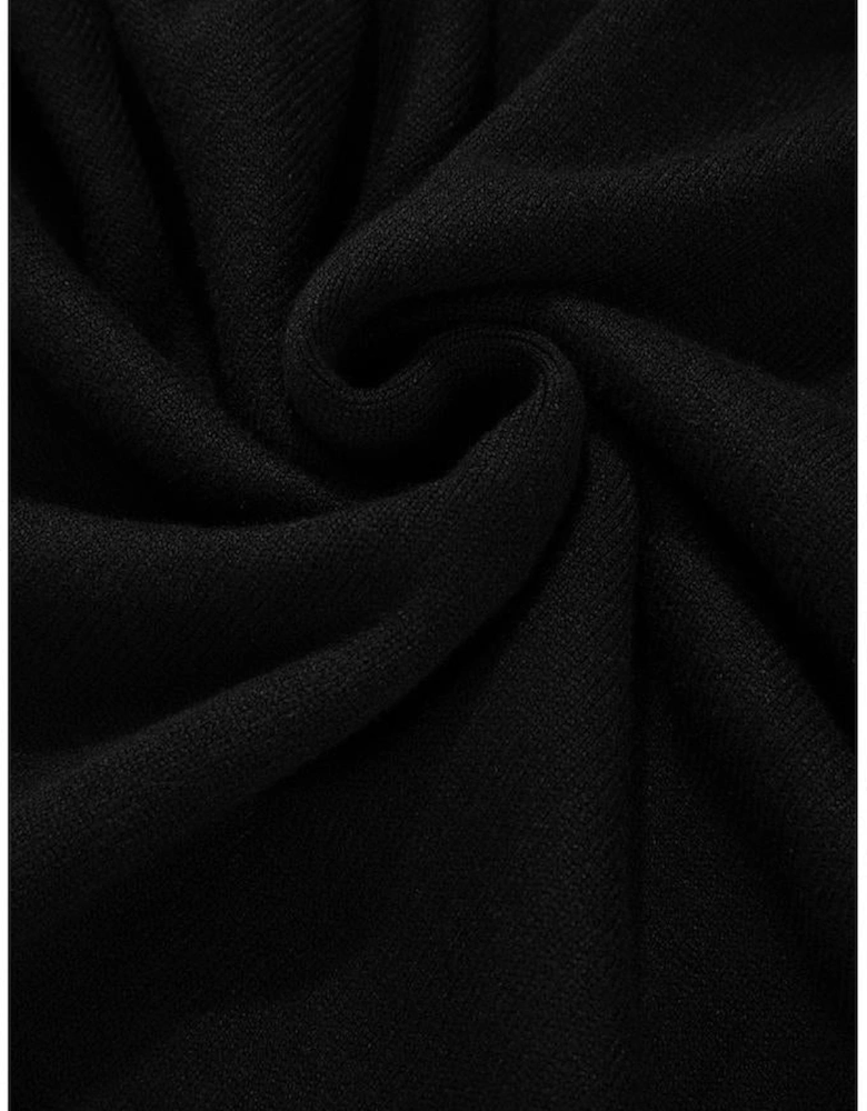 Black Pearled Drop Shoulder Round Neck Sweater