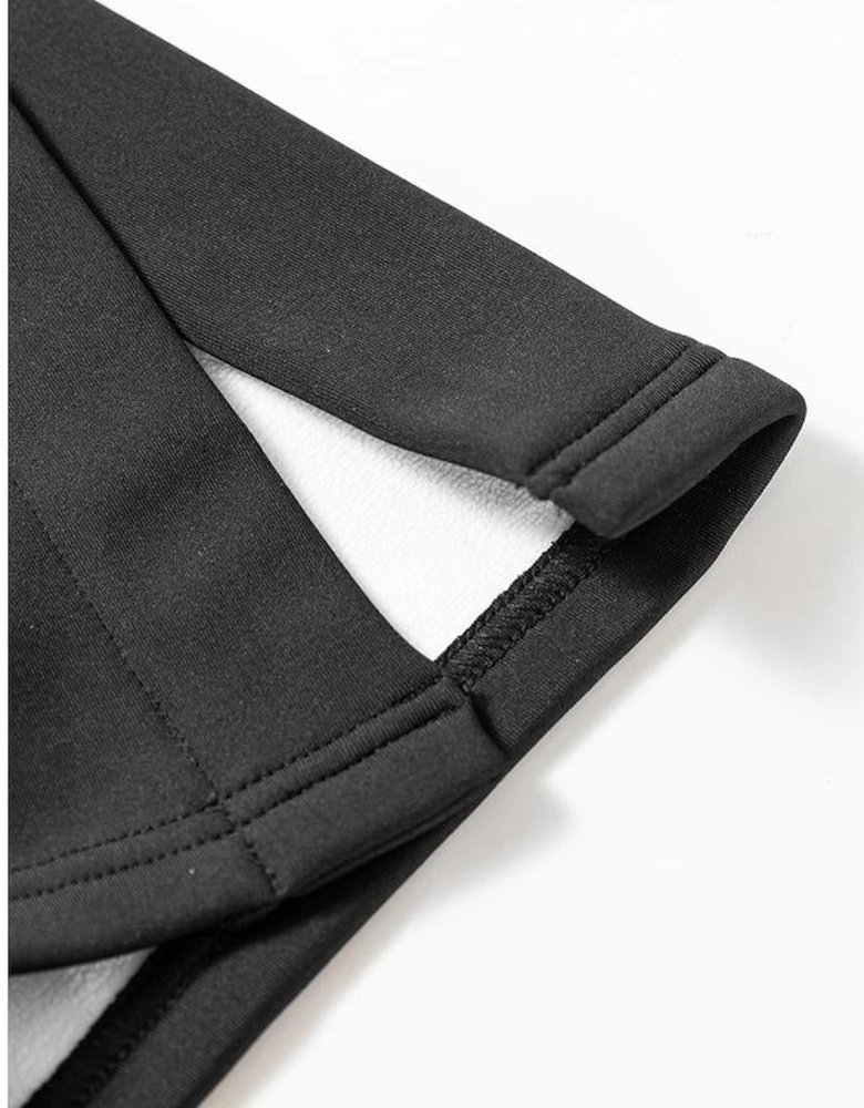 Black Thermal Lined Split Flare Leg Pants