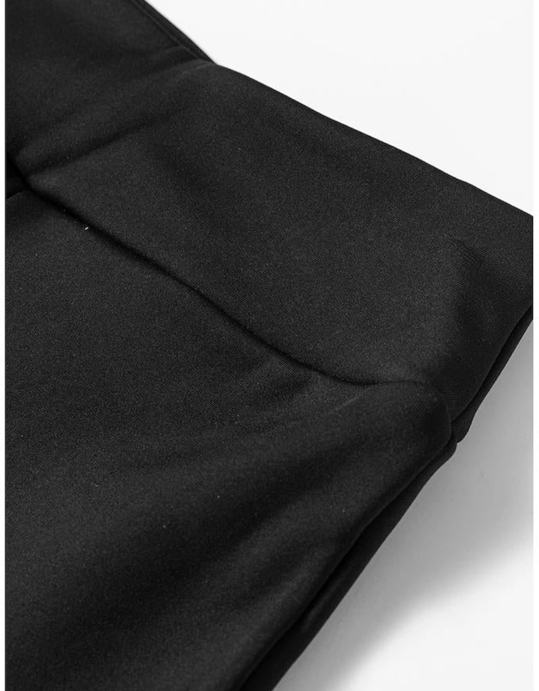 Black Thermal Lined Split Flare Leg Pants