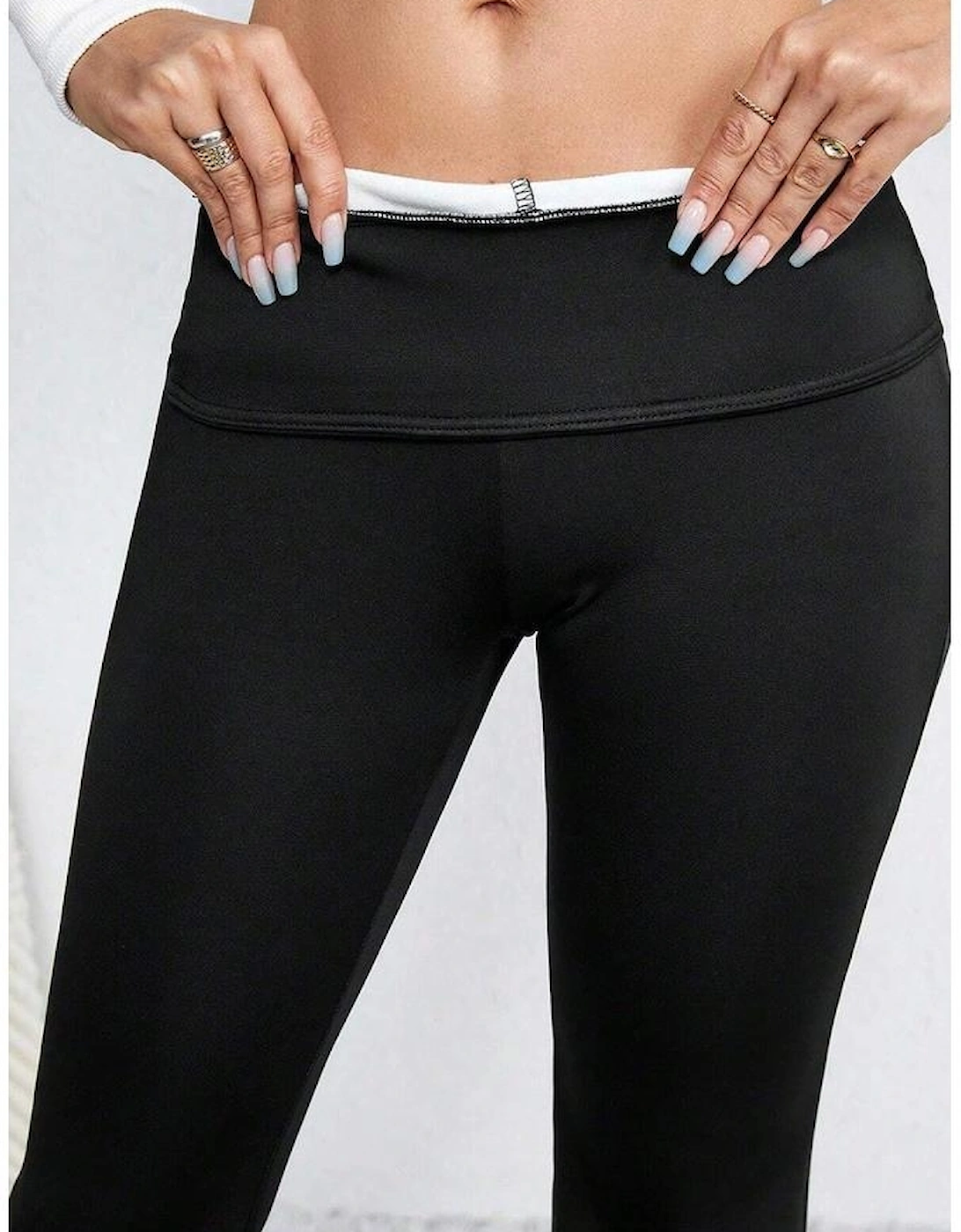 Black Thermal Lined Split Flare Leg Pants