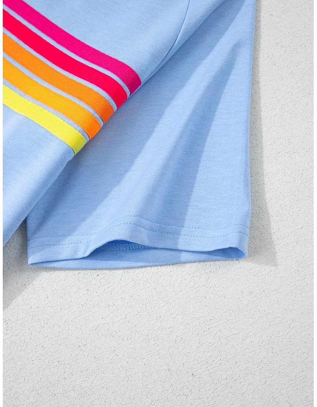 Beau Blue Striped Patch Front Casual Tee