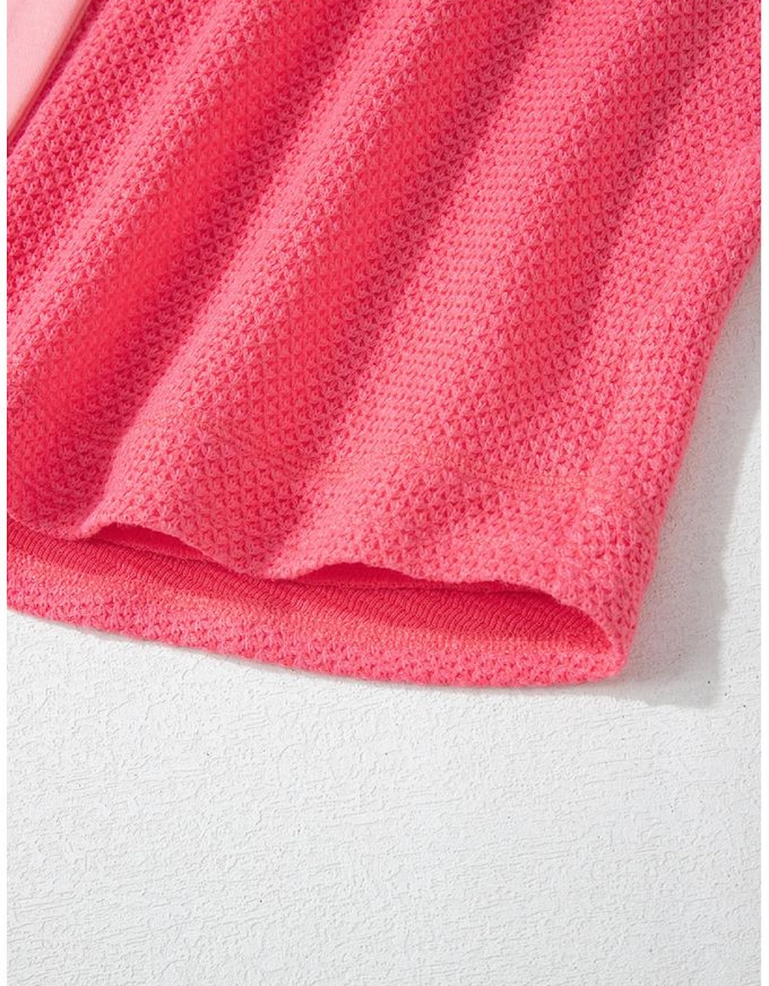 Peach Blossom Two Tone Contrast Waffle Knit Buttoned Loose Shacket