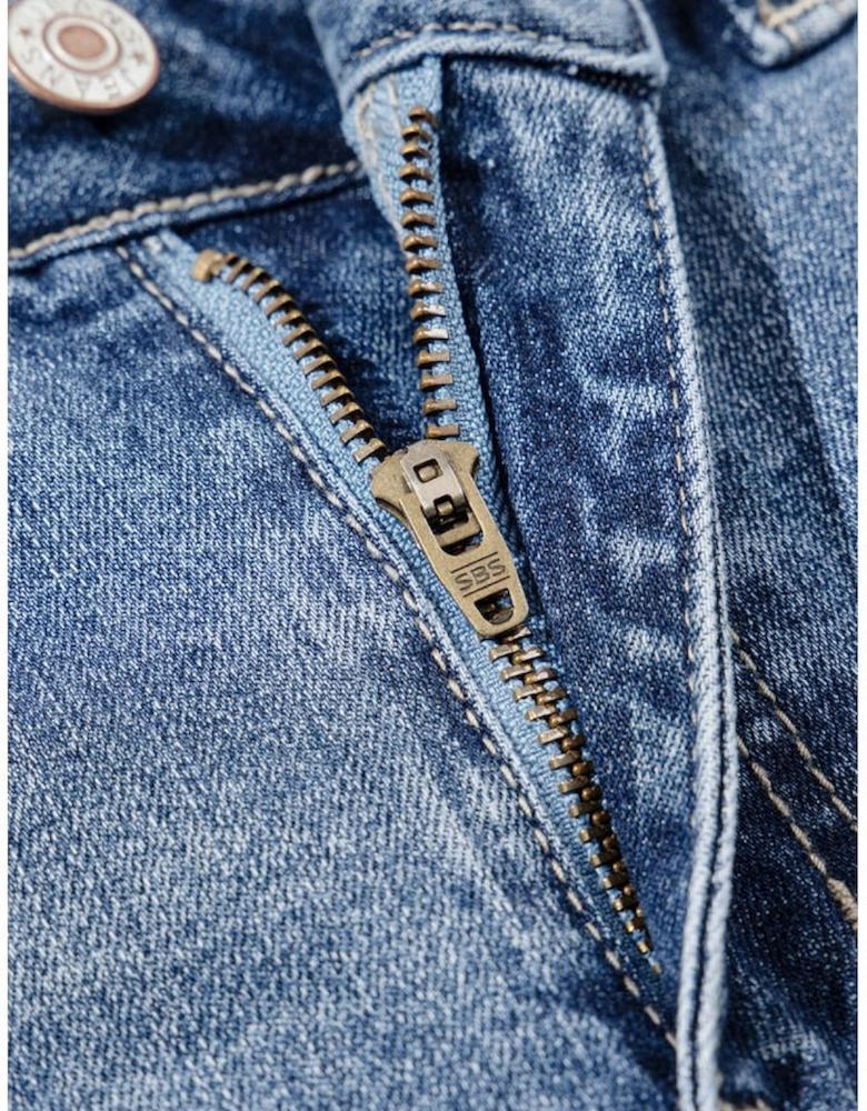 Dusk Blue High Rise Ripped Distressed Hem Flared Jeans