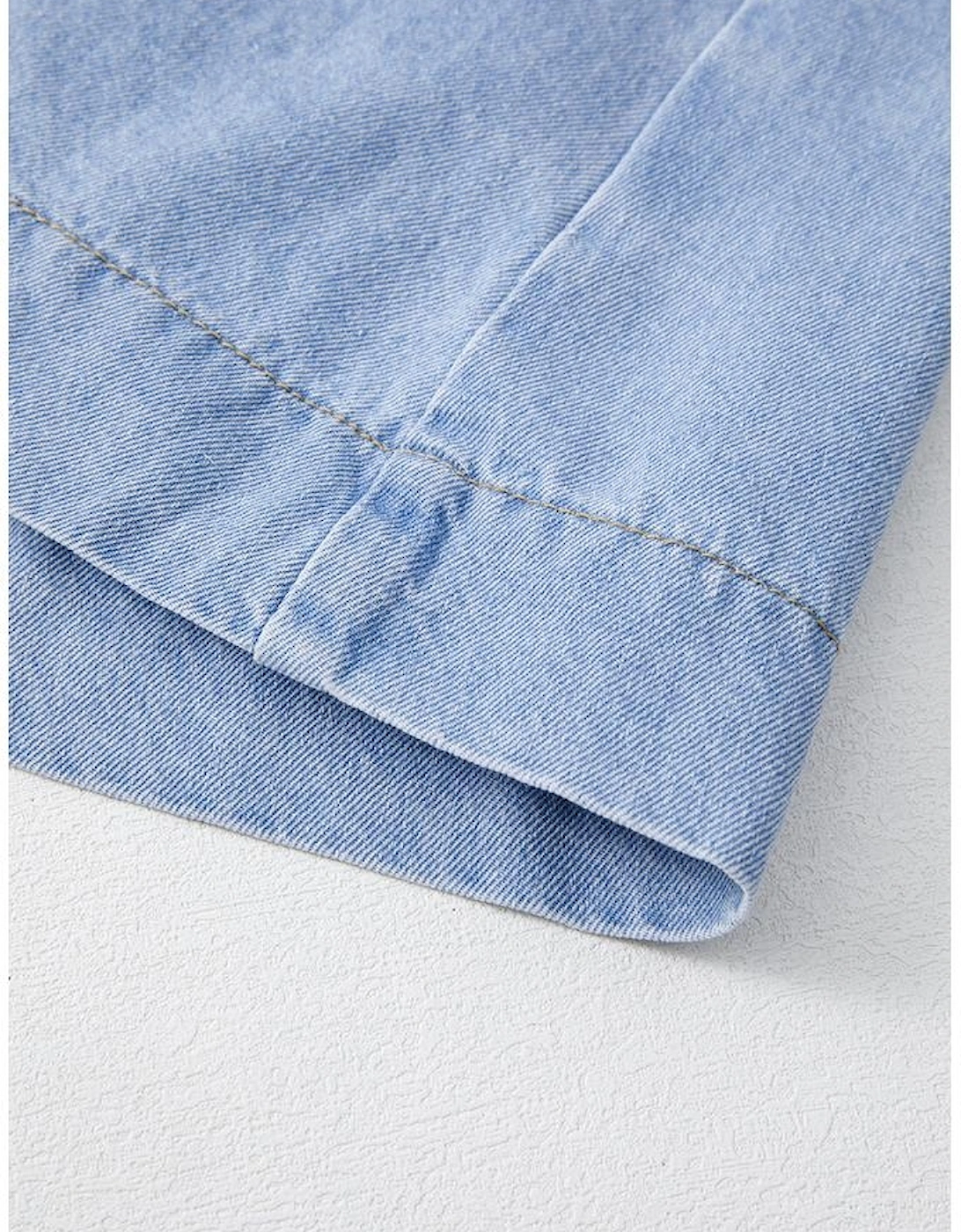 Beau Blue Denim Button Detail Babydoll Square Neck Mini Dress