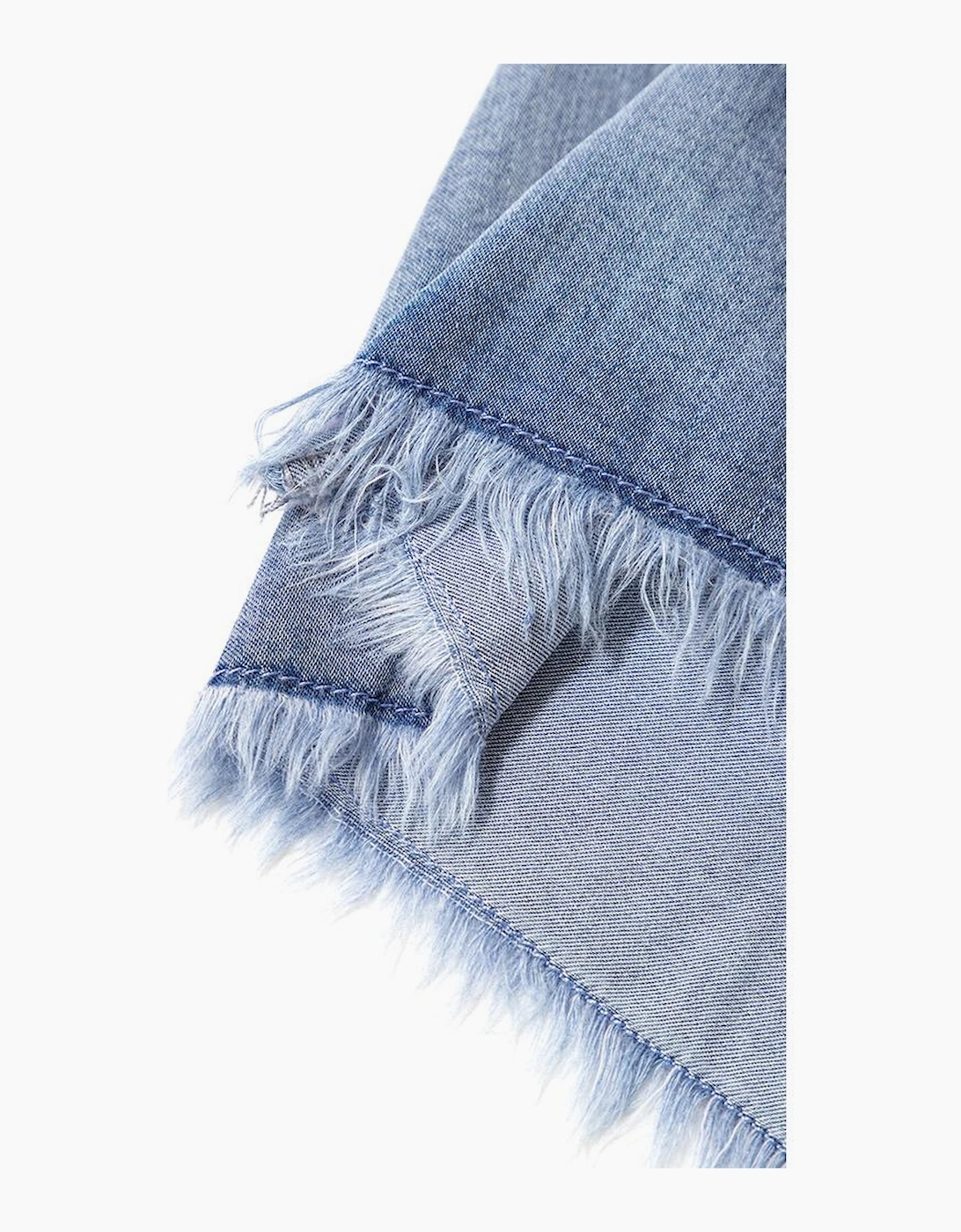 Dusk Blue Raw Hem Lace-up High Waist Plus Size Denim Shorts