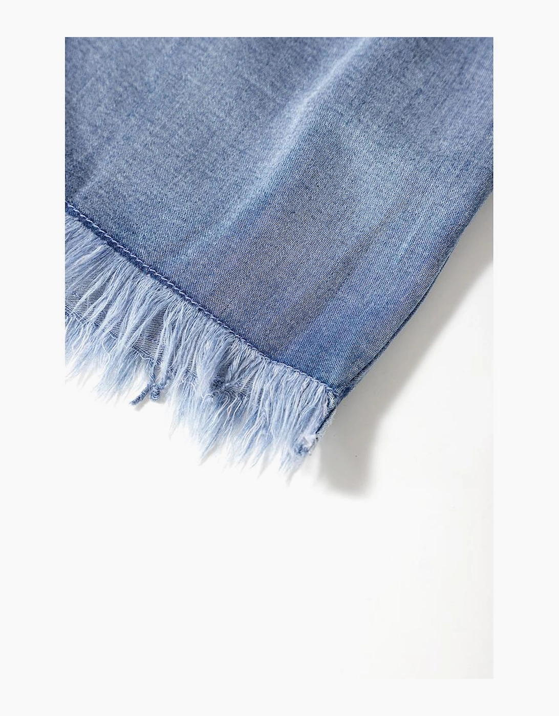 Dusk Blue Raw Hem Lace-up High Waist Plus Size Denim Shorts