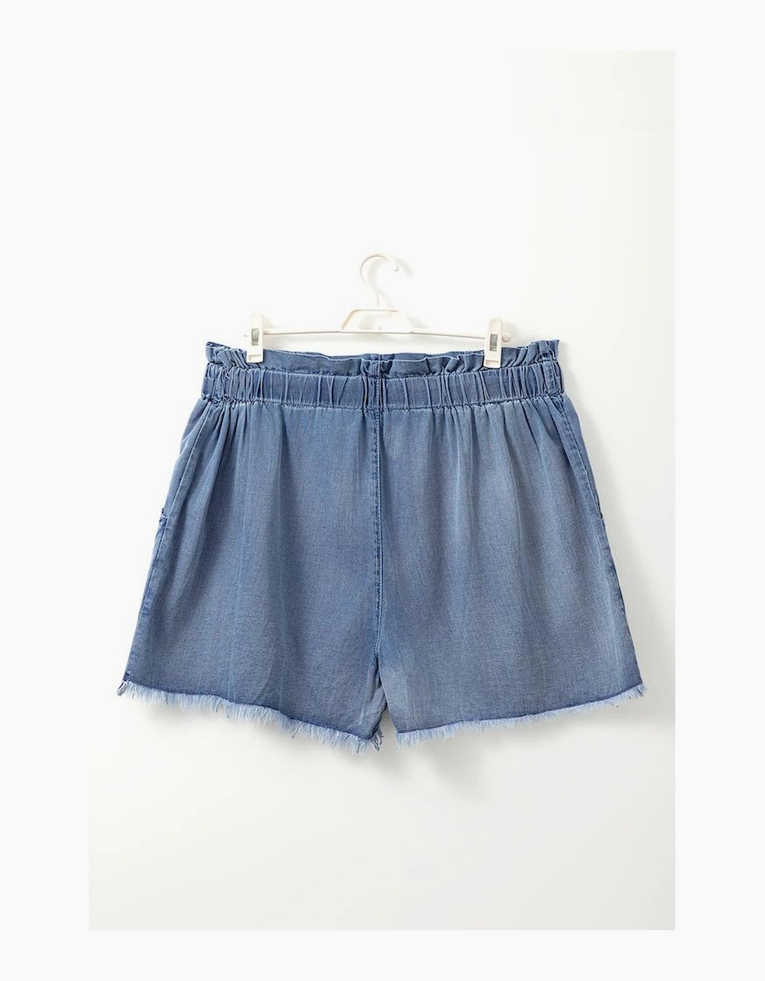 Dusk Blue Raw Hem Lace-up High Waist Plus Size Denim Shorts