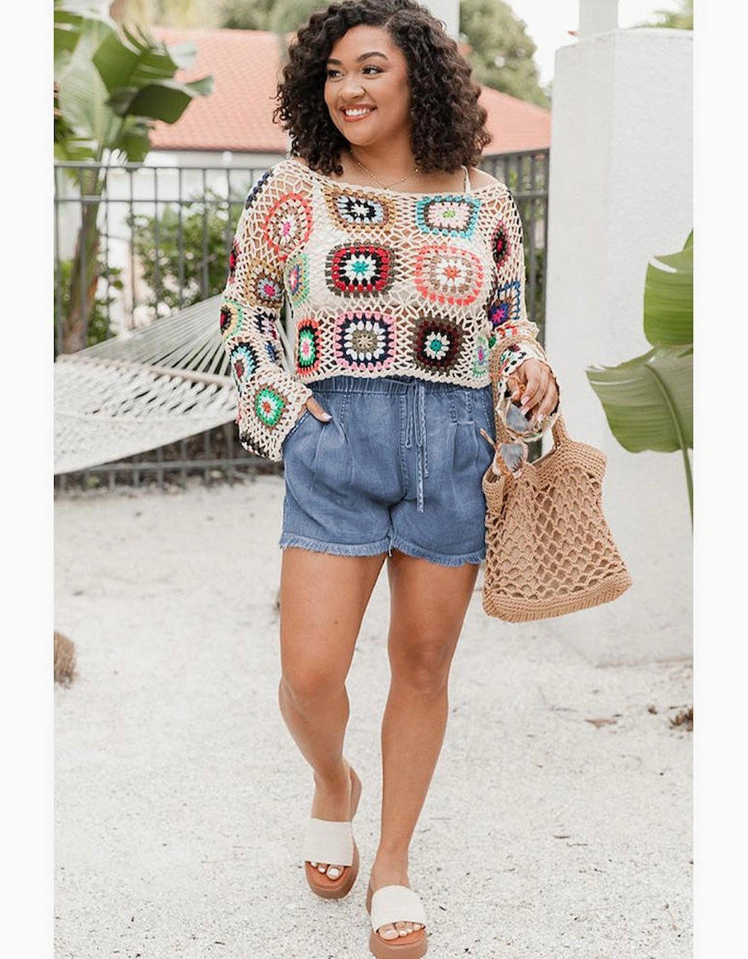 Dusk Blue Raw Hem Lace-up High Waist Plus Size Denim Shorts