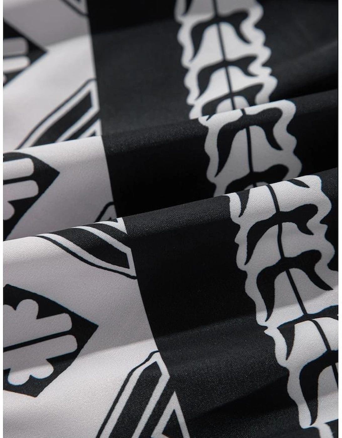 Black Geometric Print V Neck Ruffled Dress