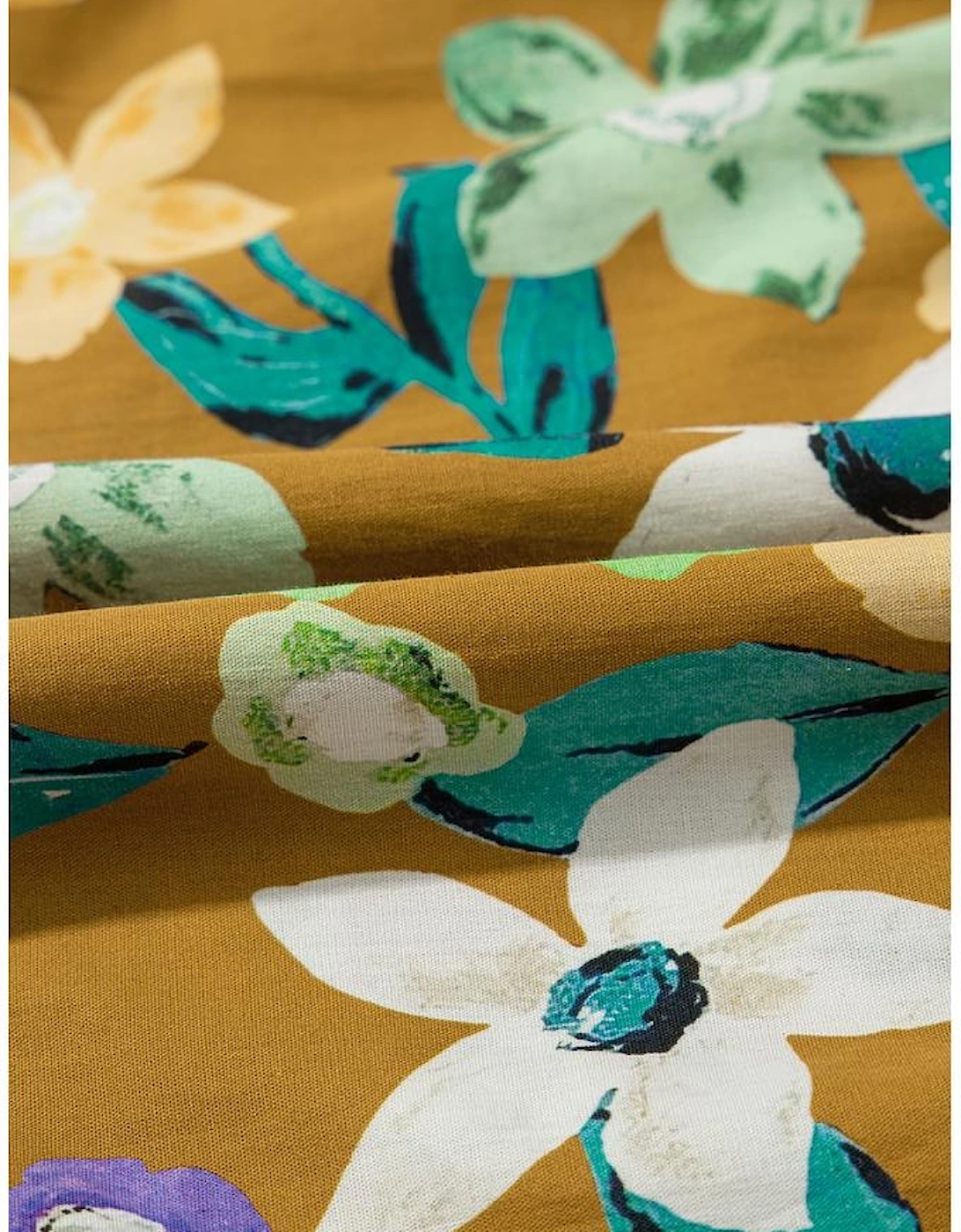 Yellow Floral Print Tiered Flutter Sleeve V Neck Top