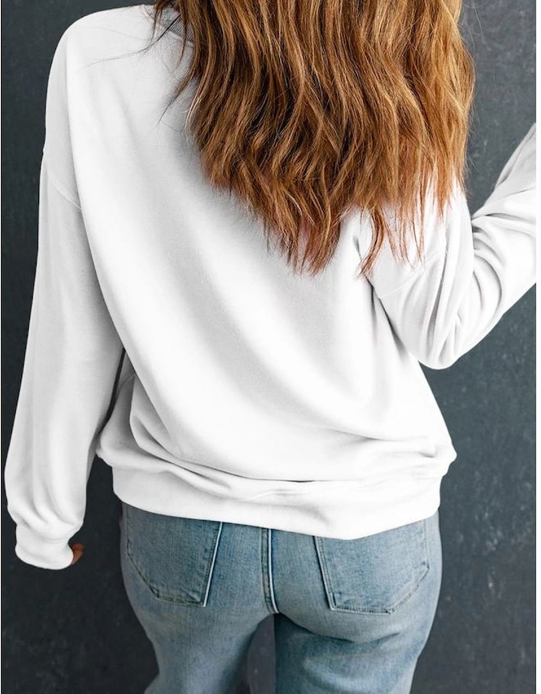 White Sequin Bow Pumpkin Patched Cotton Baggy Sweatshirt