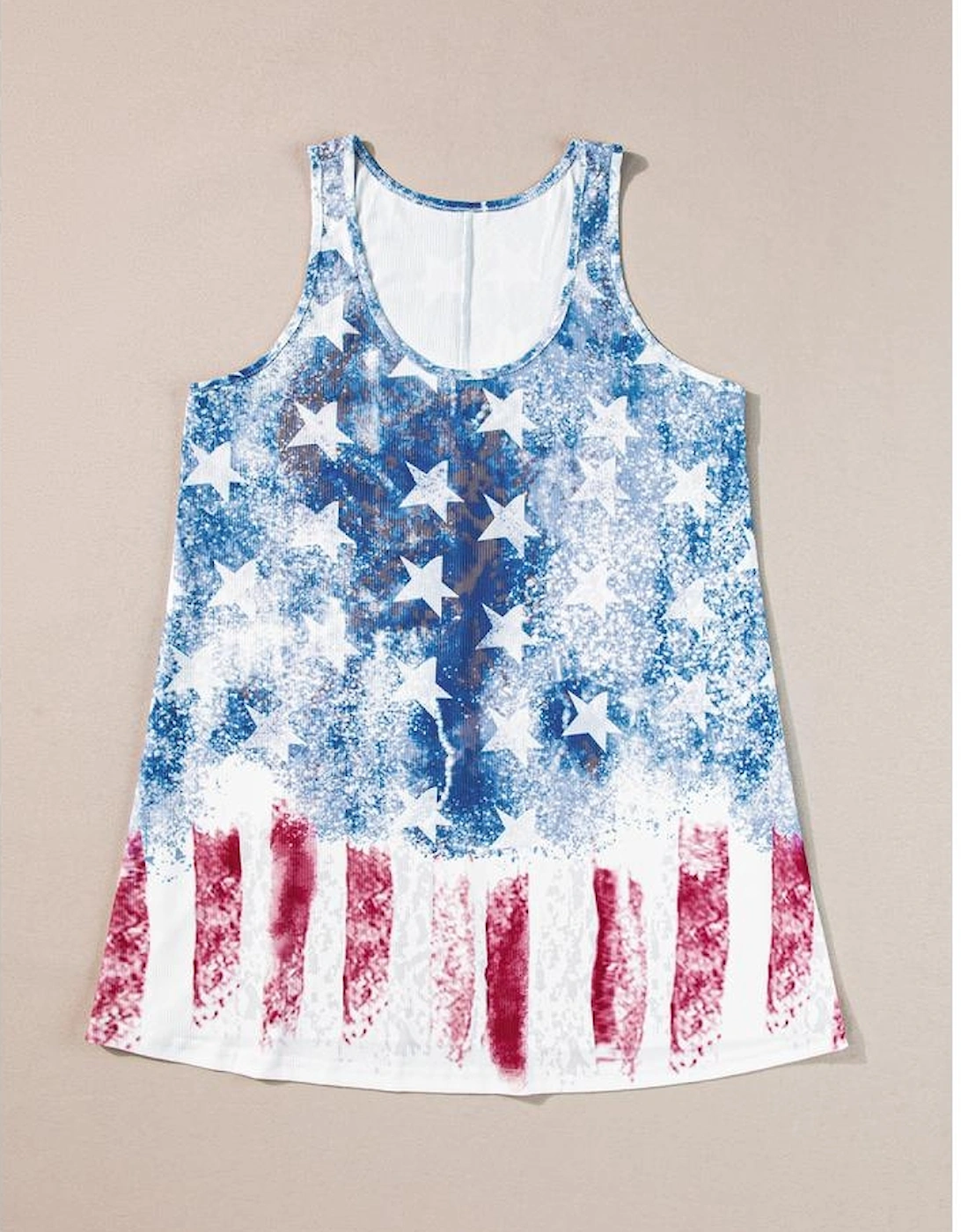 Blue Vintage Washed Flag Print Shift Tank Top