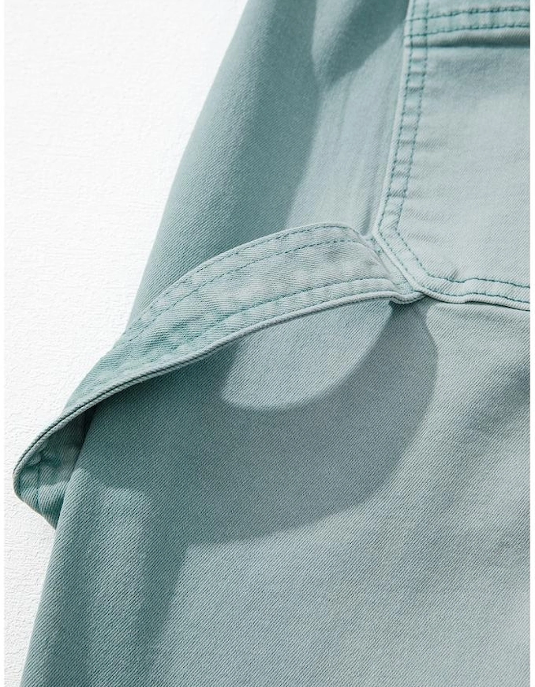 Smoke Green Mineral Wash Drawstring High Waist Wide Leg Jeans