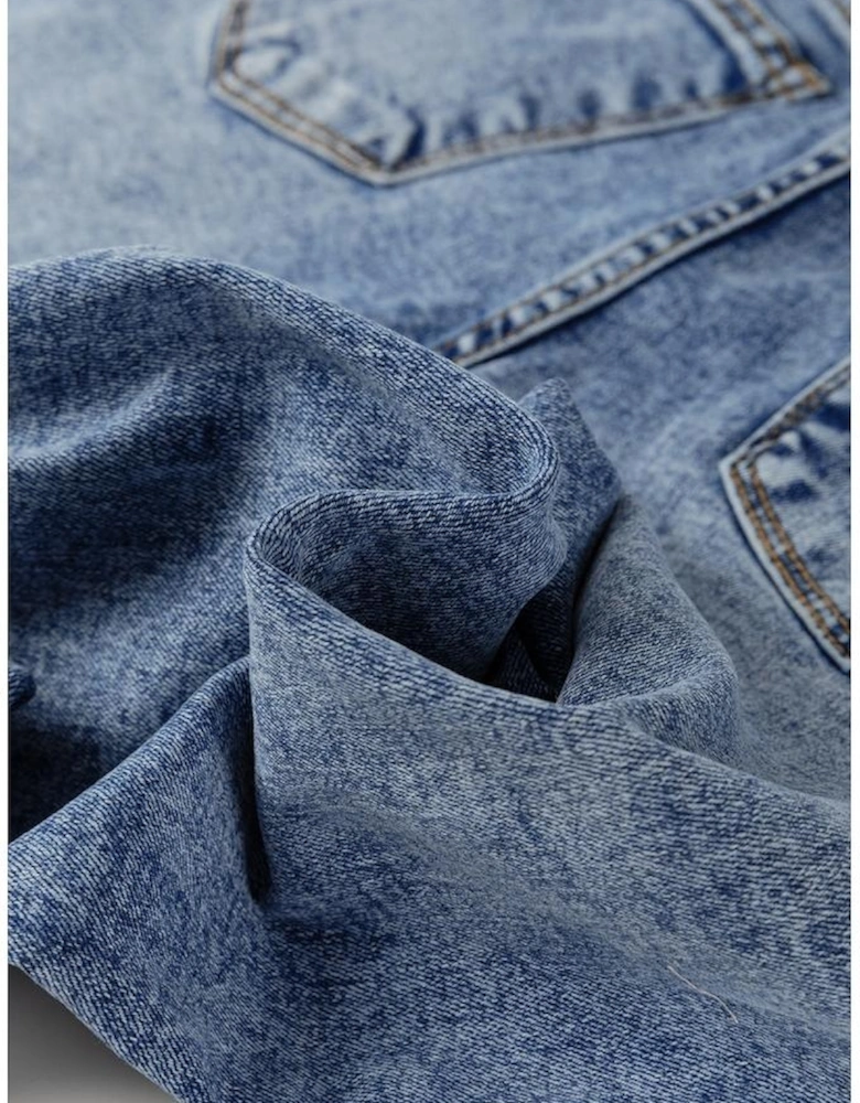 Myosotis Center Seam Cuffed Hem Straight High Waist Jeans