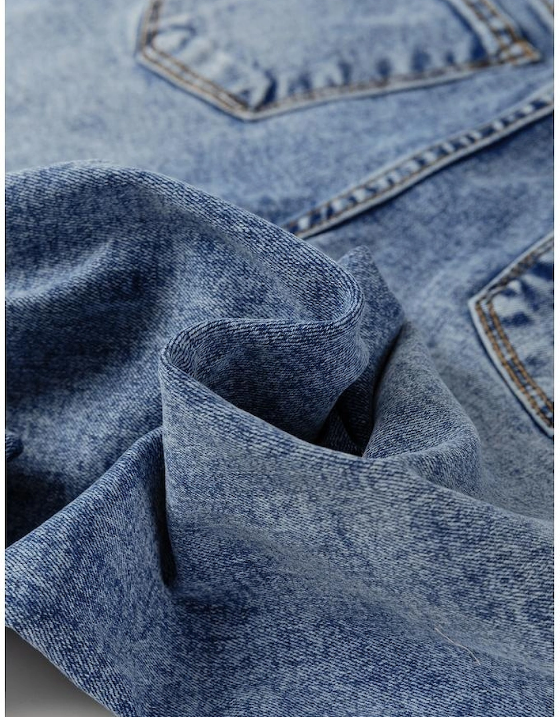 Myosotis Center Seam Cuffed Hem Straight High Waist Jeans