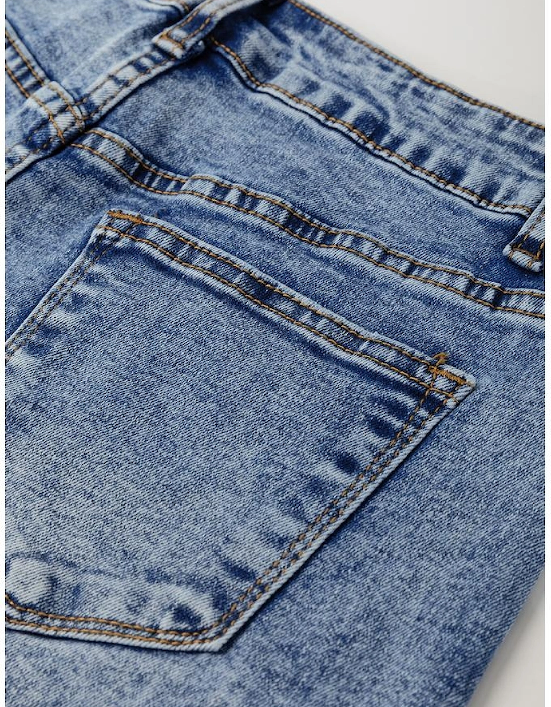 Myosotis Center Seam Cuffed Hem Straight High Waist Jeans