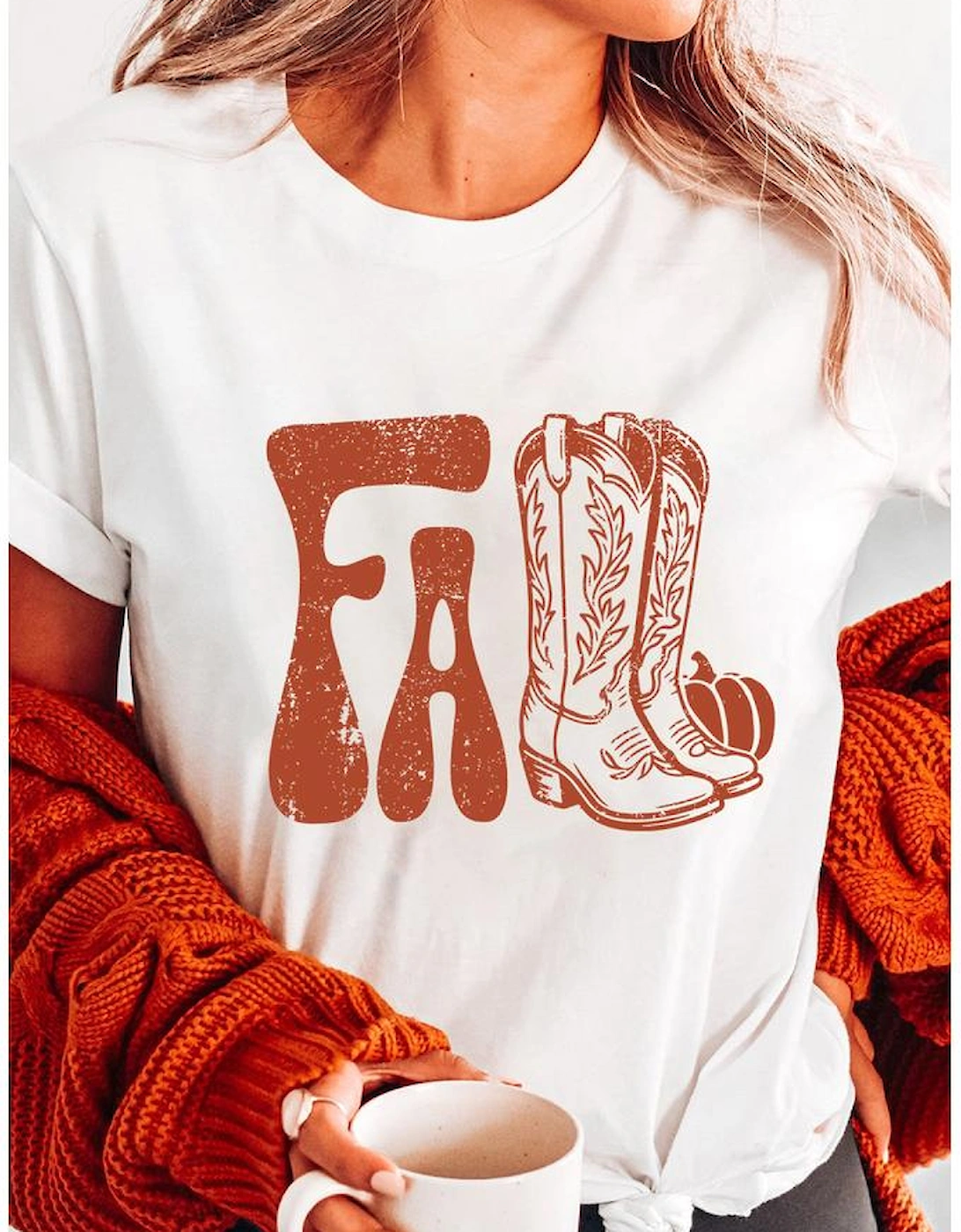 White FALL Boots Cracking Graphic T Shirt, 7 of 6