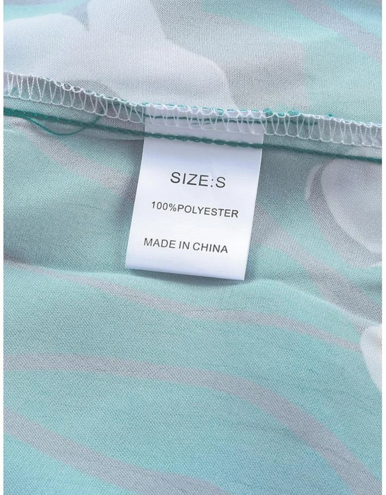 Floral Print Smocked Mock Neck Blouse