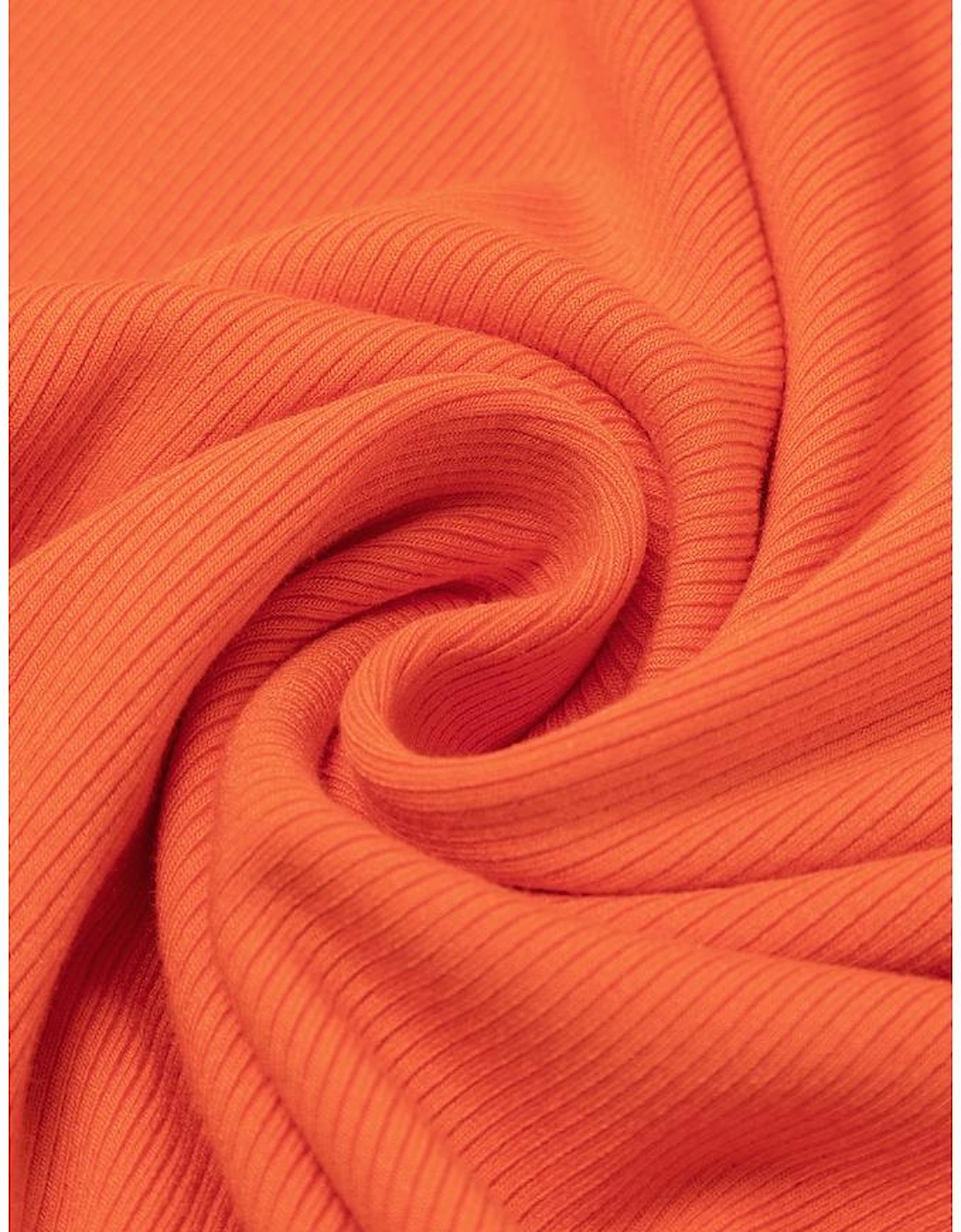 Orange Ribbed Knit Tiered Ruffled Sleeve Bodysuit