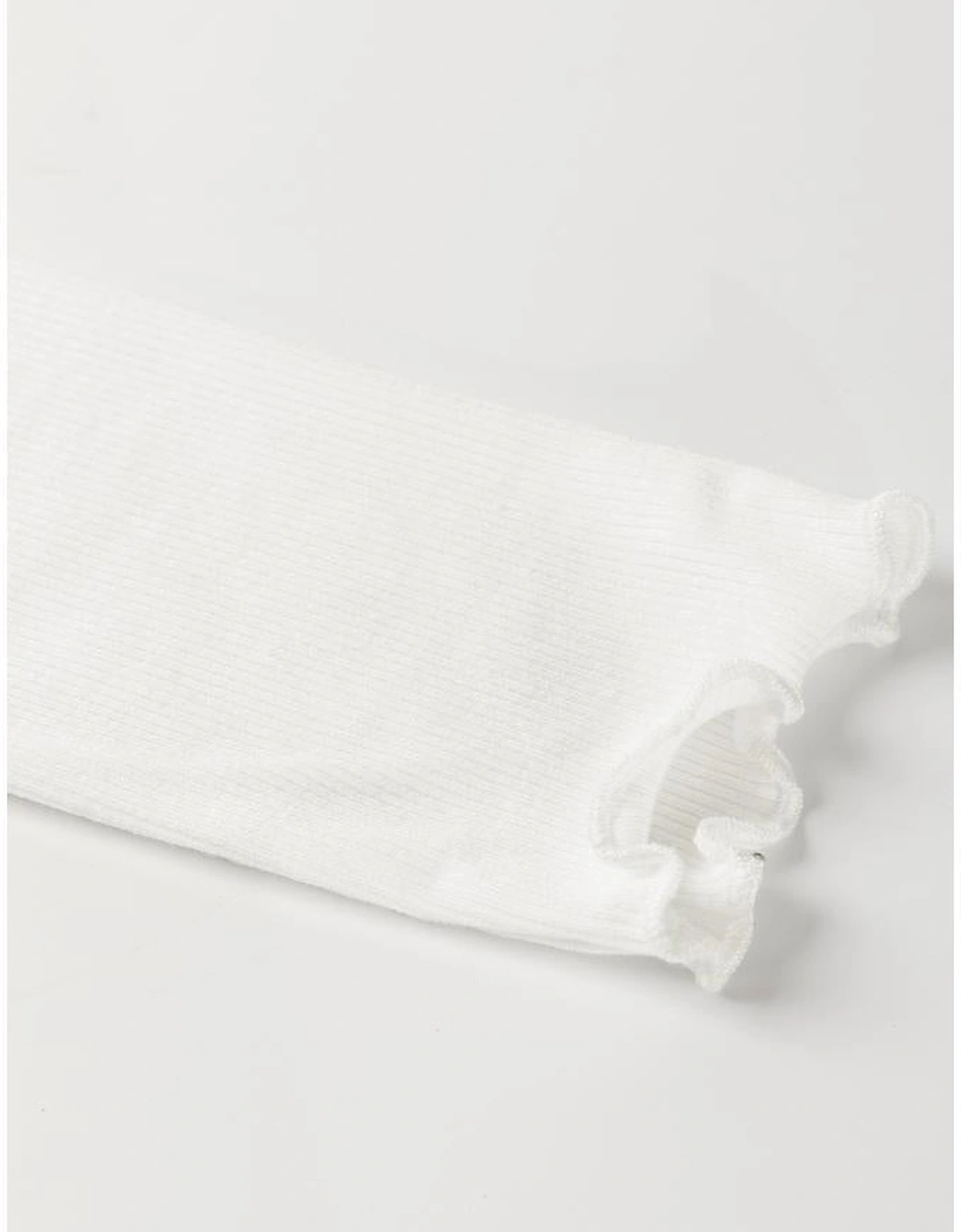 White Exposed Seam Ribbed Knit Slim Fit Long Sleeve Top