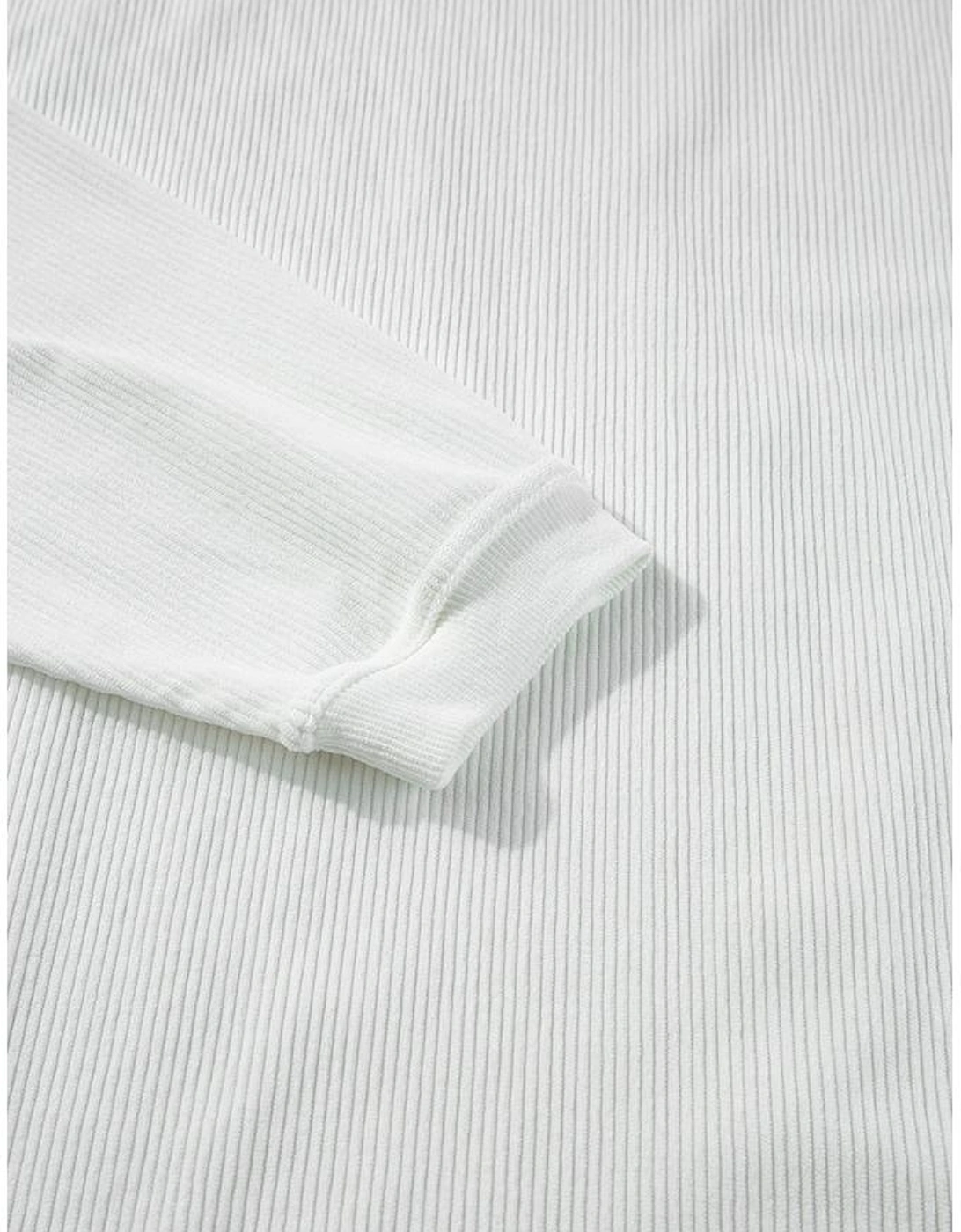 White Ribbed Corduroy Oversized Sweatshirt