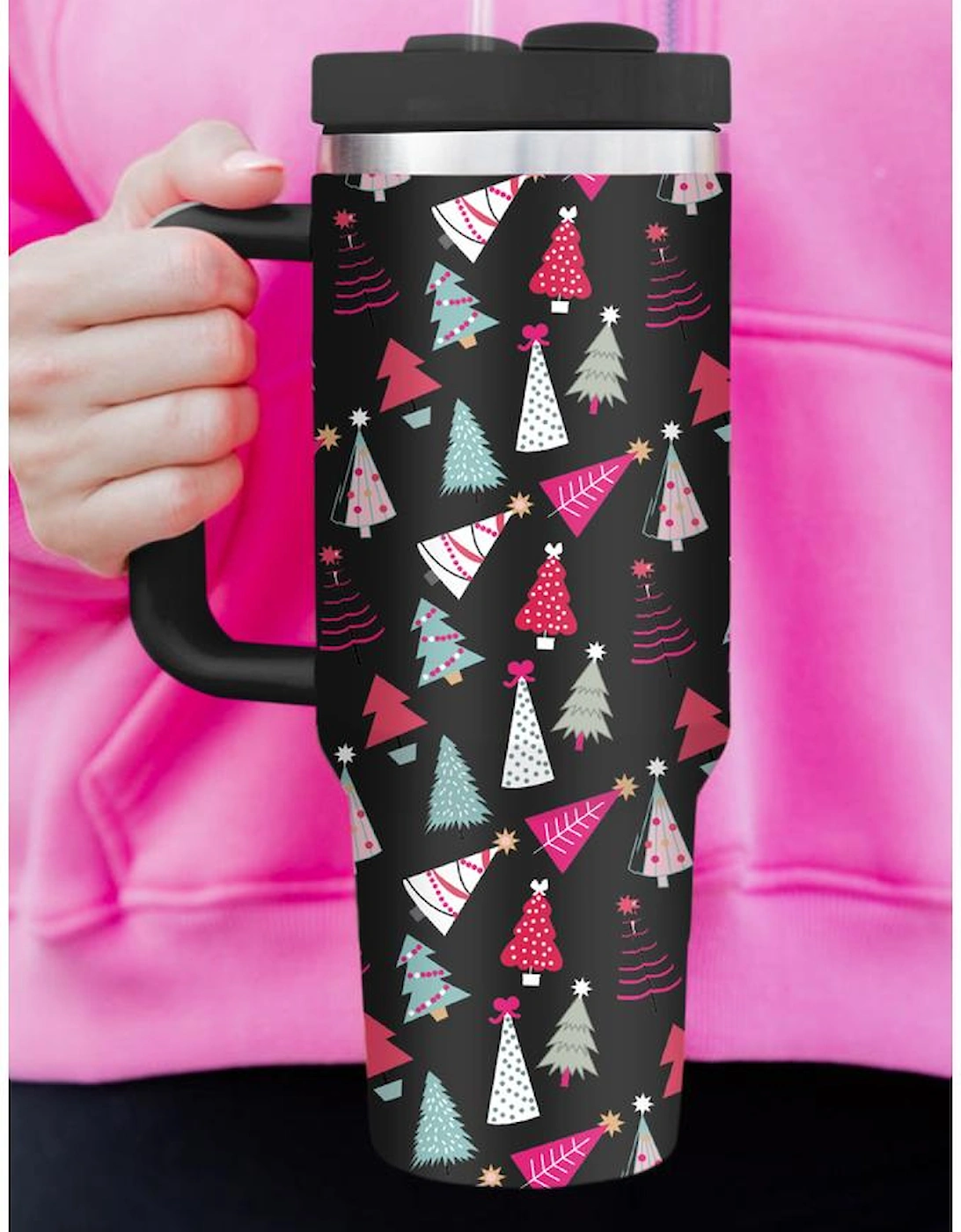 Azura Exchange Black Cartoon Christmas Tree Printed Thermos Cup, 8 of 7