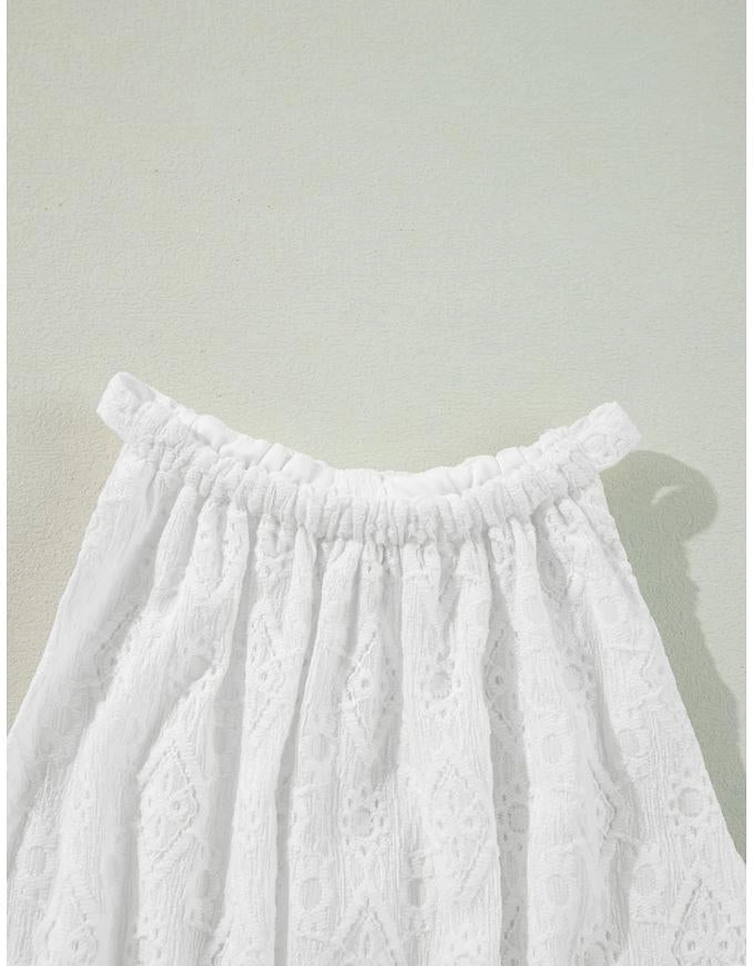 White Lace Sleeveless Knot Hollow Out Back Tied Waist Mini Dress
