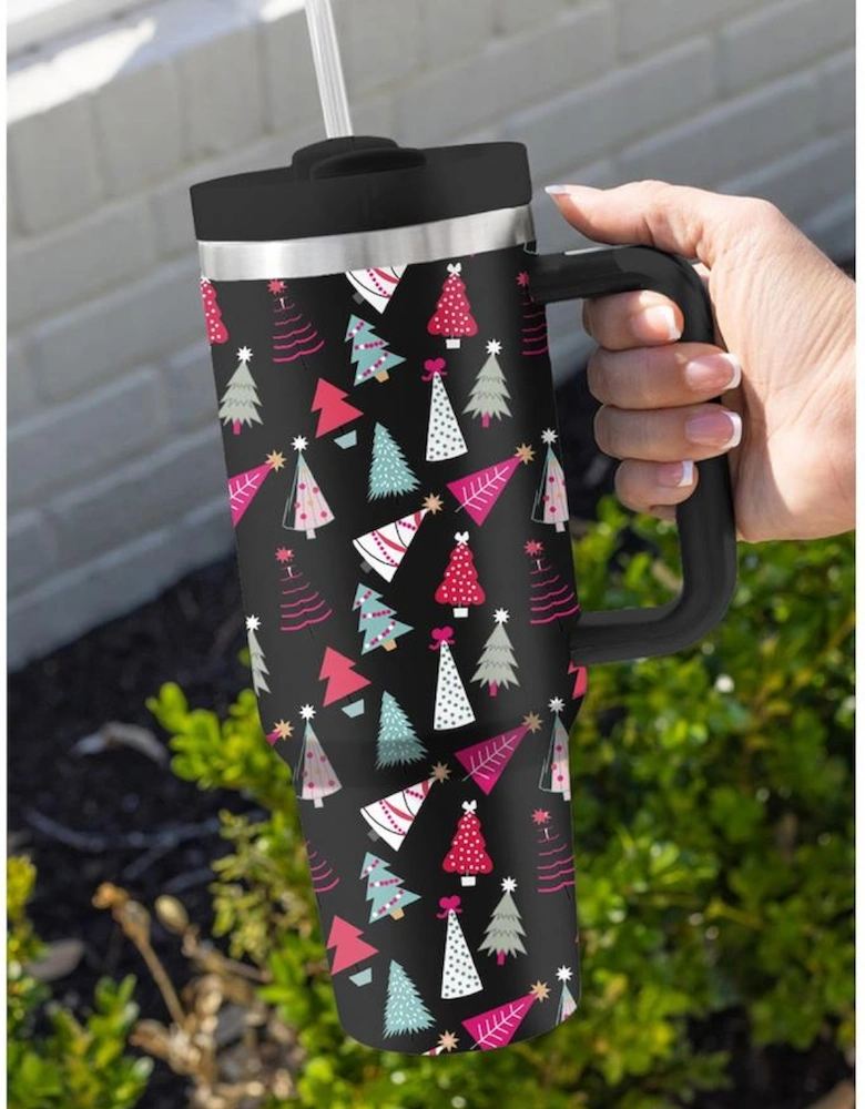 Azura Exchange Black Cartoon Christmas Tree Printed Thermos Cup