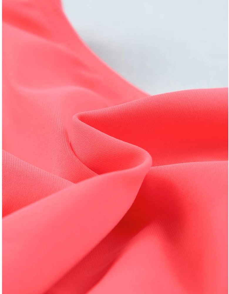 Pink Scalloped Criss Cross High Waist Bikini